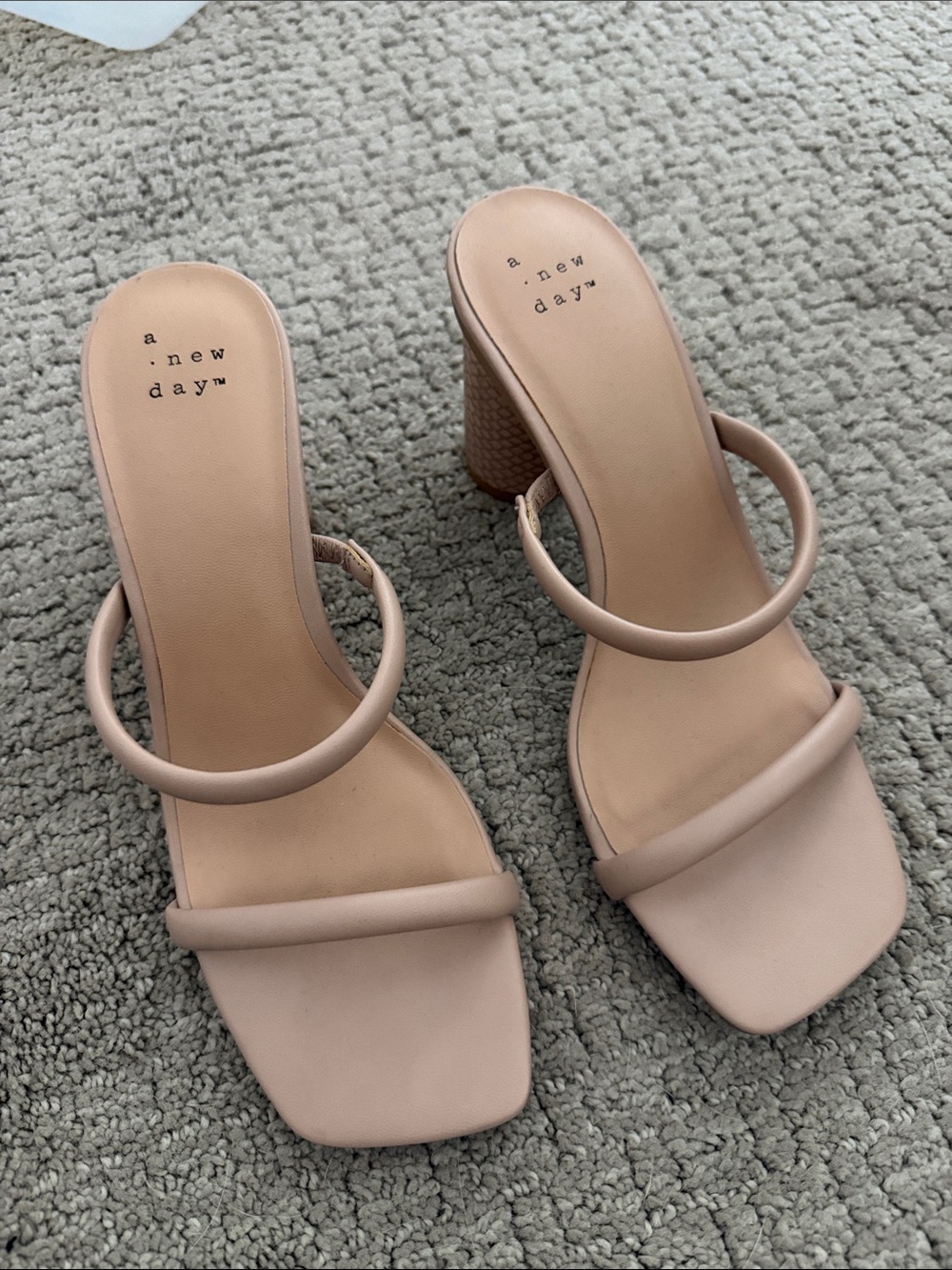 a new day Blush Pink Double-Strap Block Heel Sandals